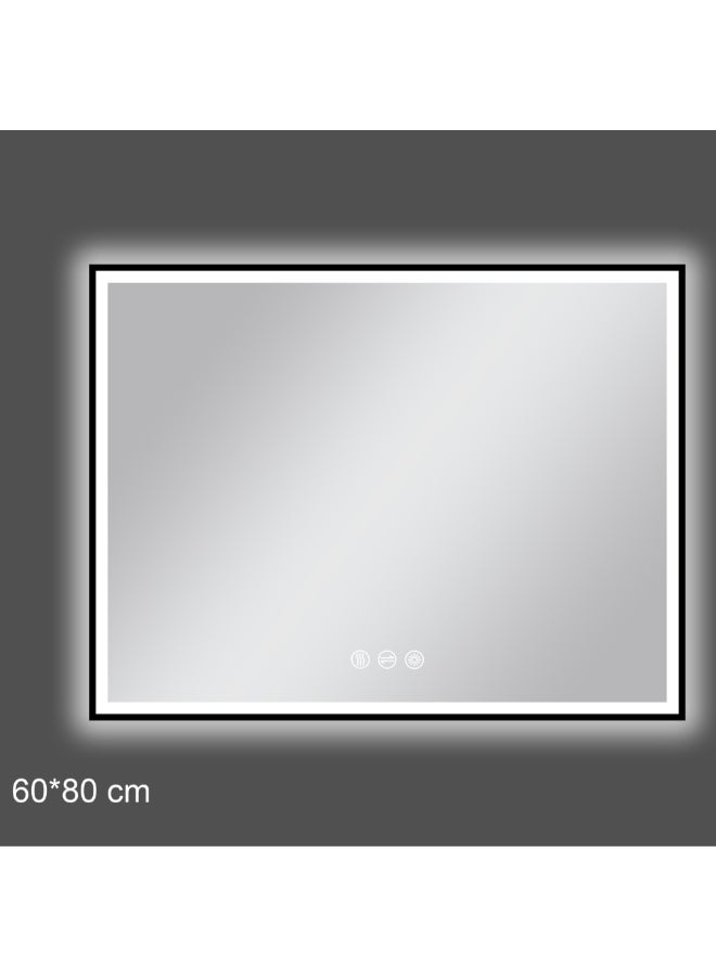 Aqua Drop Rectangular Copper Free Environmental Bathroom LED Mirror Black 80 x 60 cm DWSF6080SSTF-BB - Image 1